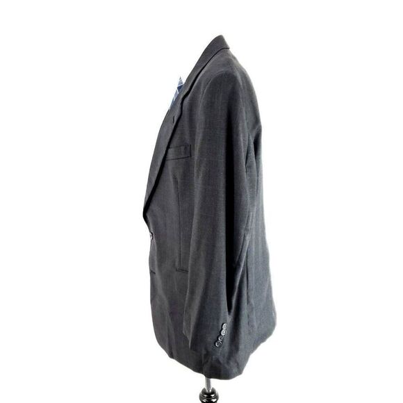 Jos A Bank Gordon Wool 2 Button Blazer 42L Gray Plaid W/ Blue Windowpane - Picture 4 of 11